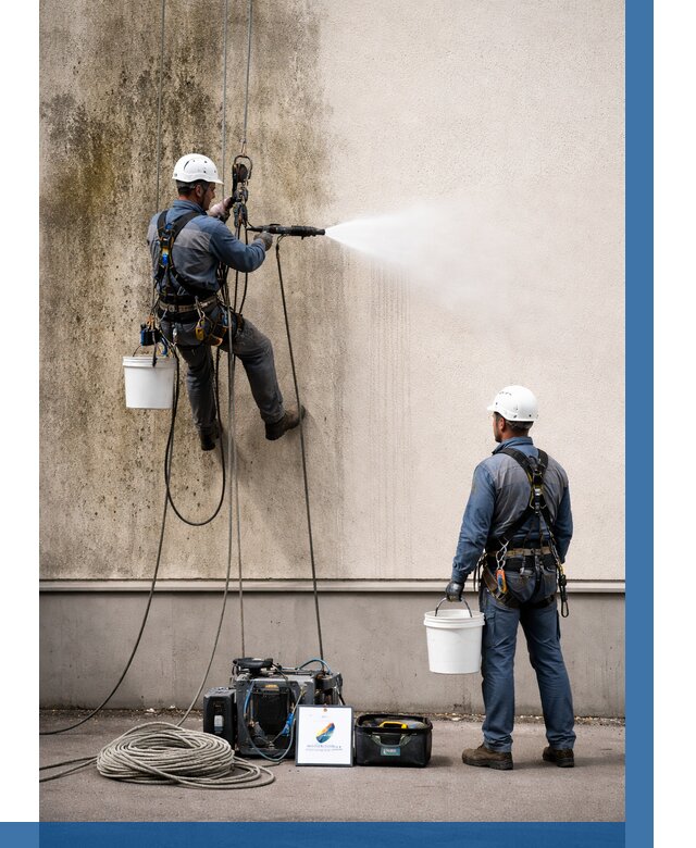 Очистка фасада от плесени в Стрежевом от 306 р. | ВЫСОТНИК-Стж