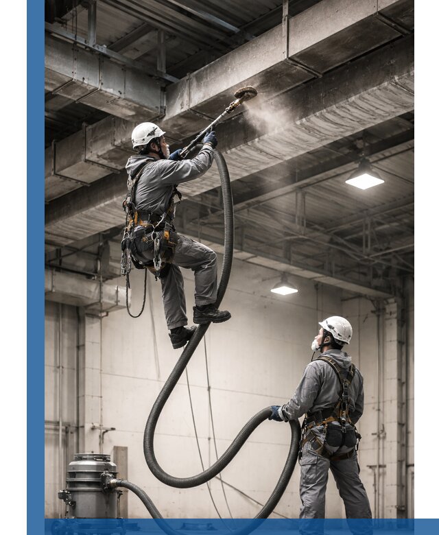 Обеспыливание потолочных конструкций в Стрежевом промышленным альпинизмом