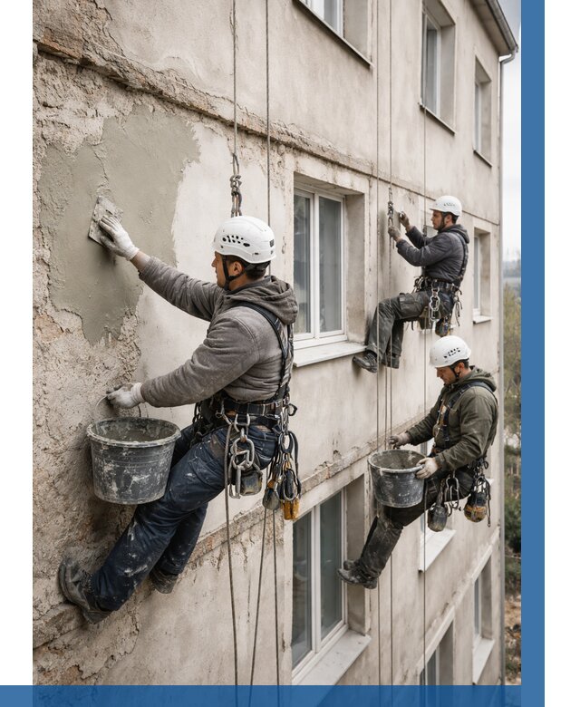 Ремонт штукатурного фасада в Стрежевом от 765 р. под ключ | ВЫСОТНИК-Стж