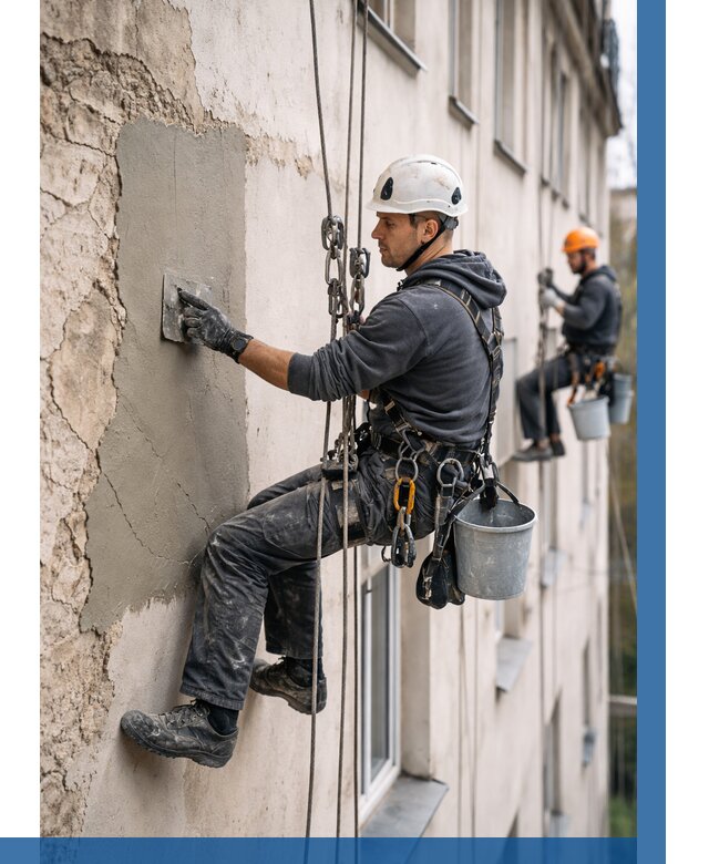 Восстановление штукатурки фасада в Стрежевом от 1223 р. | ВЫСОТНИК-Стж
