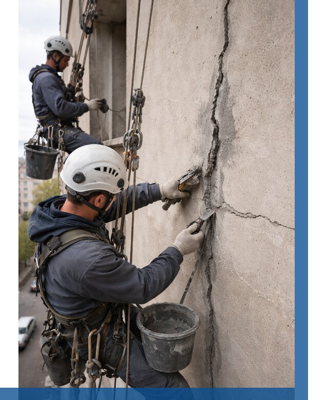 Заделка трещин на фасаде в Стрежевом от 918 р. | ВЫСОТНИК-Стж