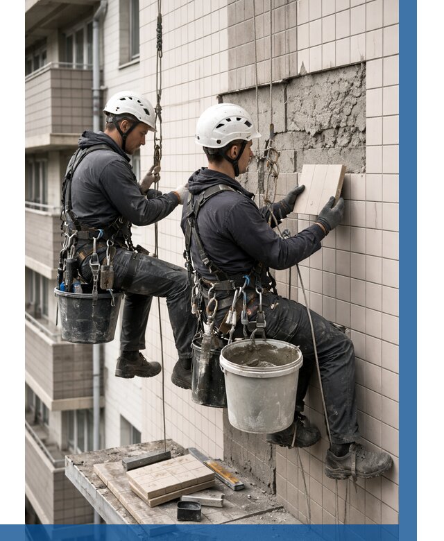 Ремонт облицовки фасада плиткой в Стрежевом от 1835 р. | ВЫСОТНИК-Стж