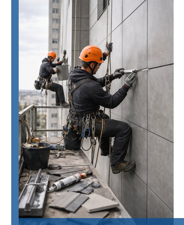 Профессиональный ремонт фасада из керамогранита в Стрежевом