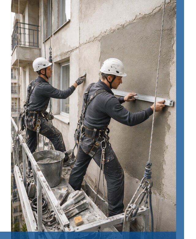 Штукатурка фасада на высоте в Стрежевом от 918 р. | ВЫСОТНИК-Стж