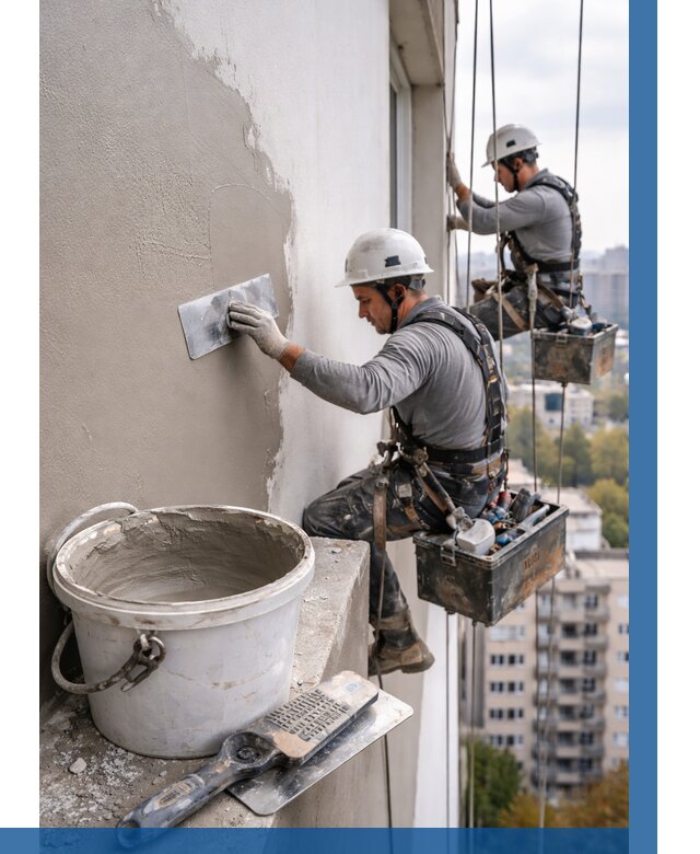 Шпаклевка фасада на высоте в Стрежевом от 714 р. | ВЫСОТНИК-Стж