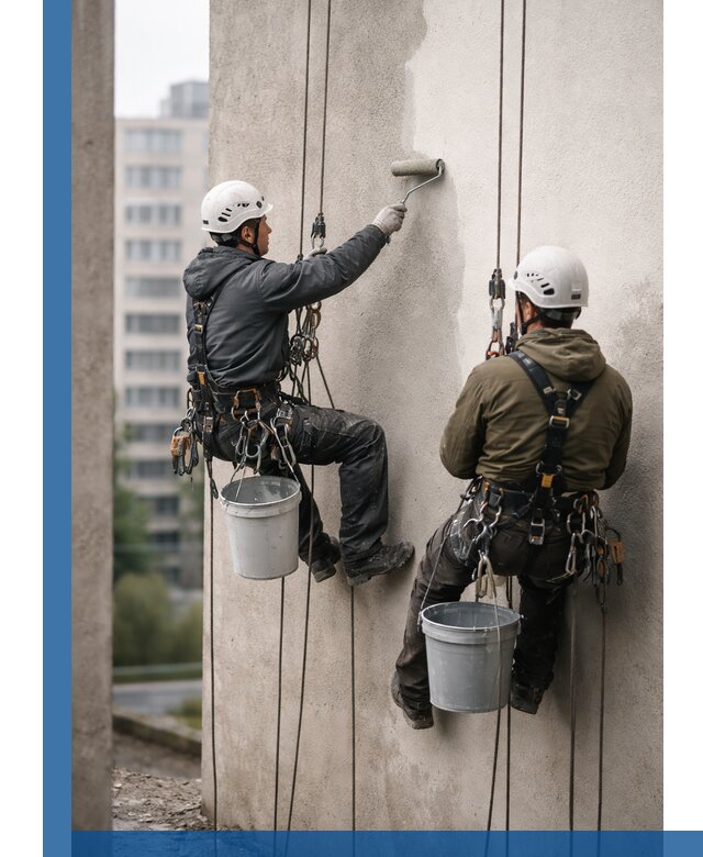 Покраска фасадов высотными альпинистами в Стрежевом с гарантией