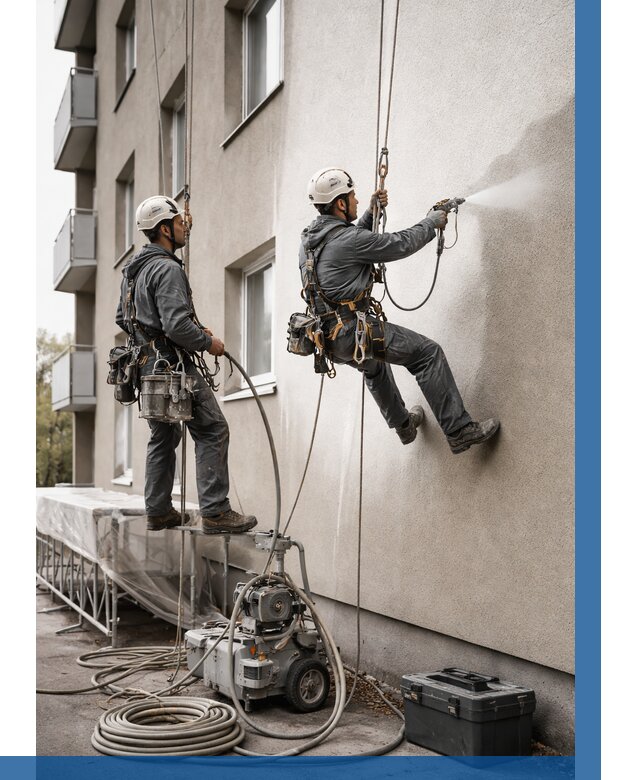 Безвоздушная покраска фасада в Стрежевом от 224 р/м² | ВЫСОТНИК-Стж