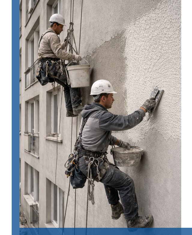 Нанесение декоративной штукатурки короед на фасад в Стрежевом