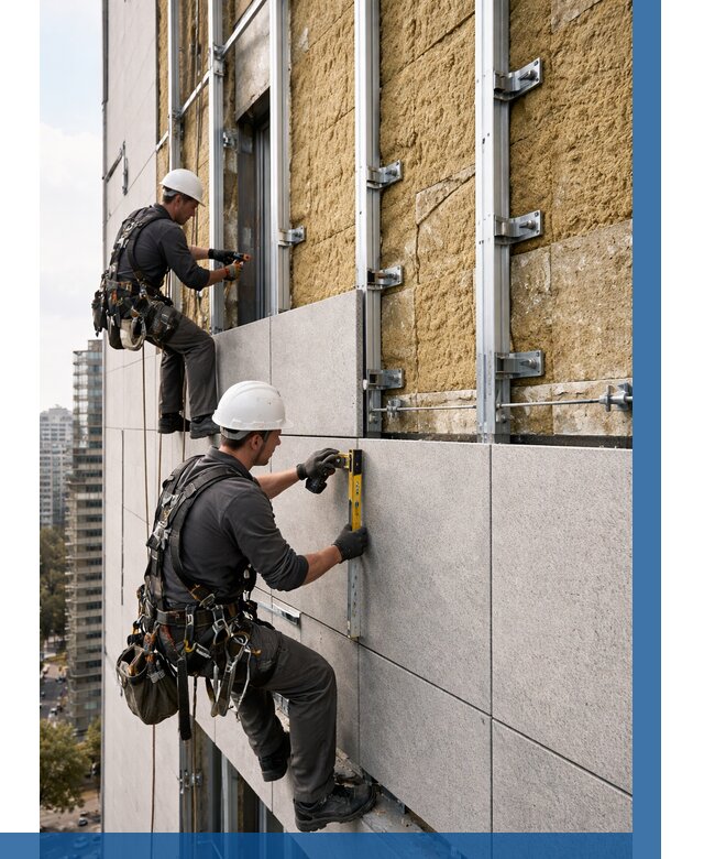 Монтаж вентилируемого фасада в Стрежевом от 3568 р. | ВЫСОТНИК-Стж