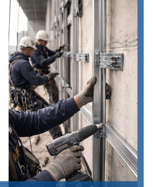 Монтаж подсистемы вентфасада в Стрежевом от 867 р. | ВЫСОТНИК-Стж