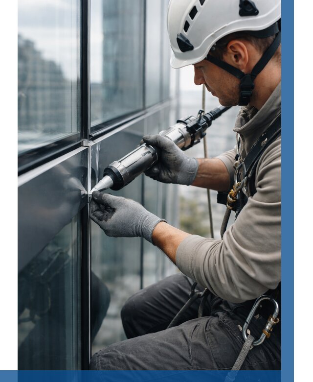 Герметизация стыков витража в Стрежевом от 1223 р. | ВЫСОТНИК-Стж