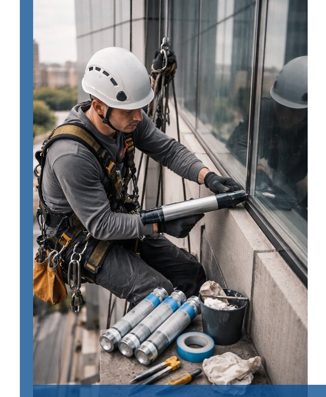 Герметизация стыков витража в Стрежевом для герметичных фасадов