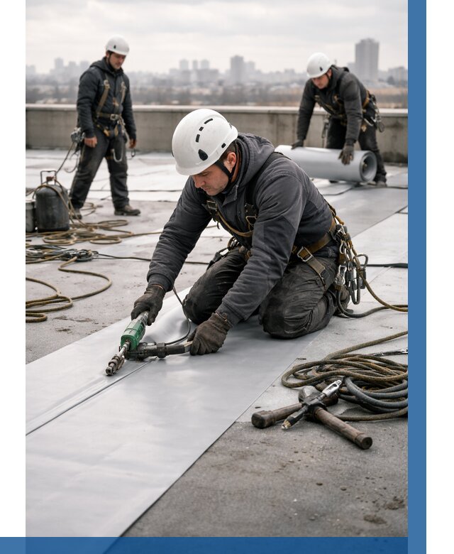 Ремонт мембранной кровли в Стрежевом от 1835 р./м2 | ВЫСОТНИК-Стж