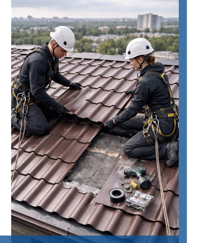 Ремонт металлочерепицы на крыше в Стрежевом от 918 р. | ВЫСОТНИК-Стж