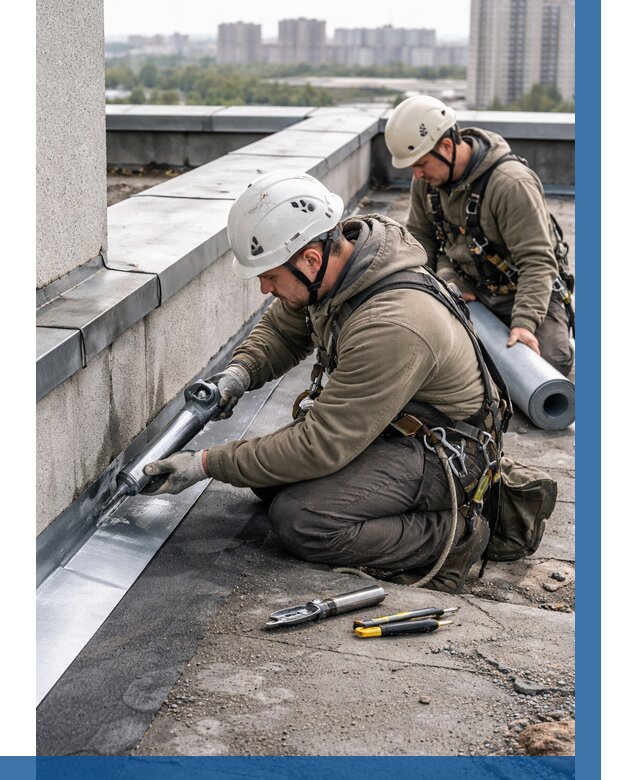 Ремонт кровельных примыканий в Стрежевом от 1223 р. | ВЫСОТНИК-Стж