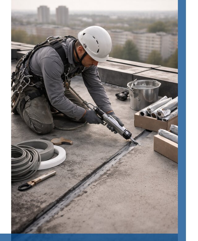 Герметизация швов кровли в Стрежевом от 459 р./м2 | ВЫСОТНИК-Стж