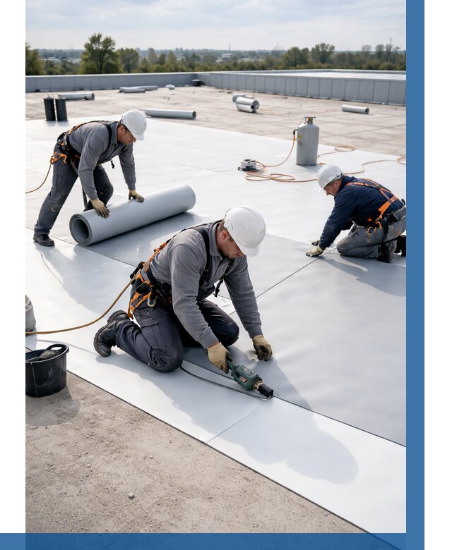 Монтаж мембранной кровли под ключ в Стрежевом от 1223 р. | ВЫСОТНИК-Стж