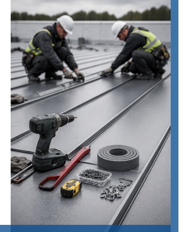 Монтаж фальцевой кровли в Стрежевом от 1835 р. | ВЫСОТНИК-Стж