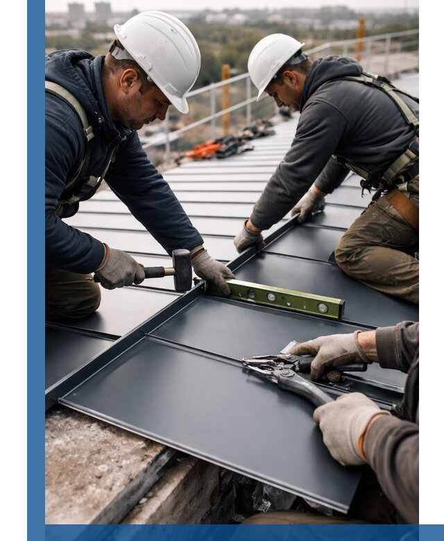 Монтаж фальцевой кровли в Стрежевом для промышленных зданий