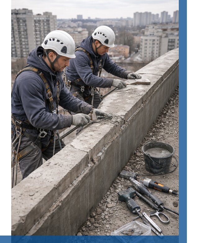 Ремонт парапета на кровле в Стрежевом от 1529 р. | ВЫСОТНИК-Стж