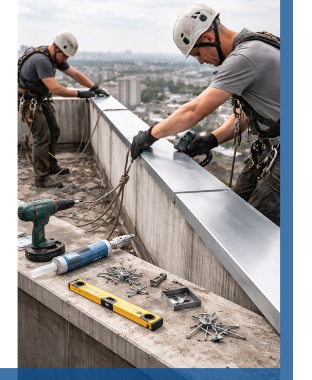 Монтаж парапетных крышек в Стрежевом от 816 р. | ВЫСОТНИК-Стж