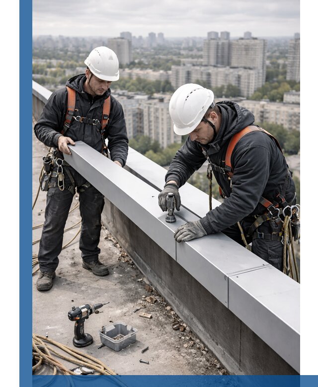 Монтаж парапетных крышек и ограждений кровли в Стрежевом