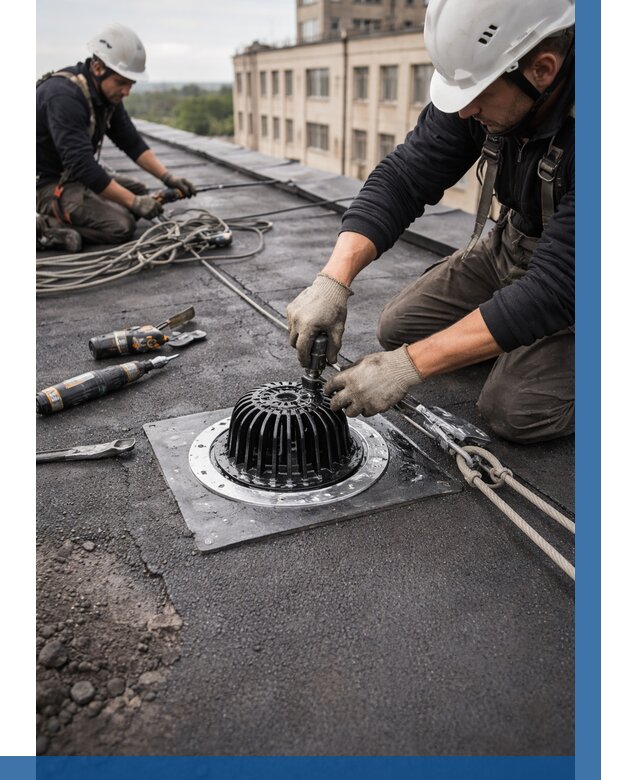 Установка водосточных воронок в Стрежевом цена от 3568 р. | ВЫСОТНИК-Стж