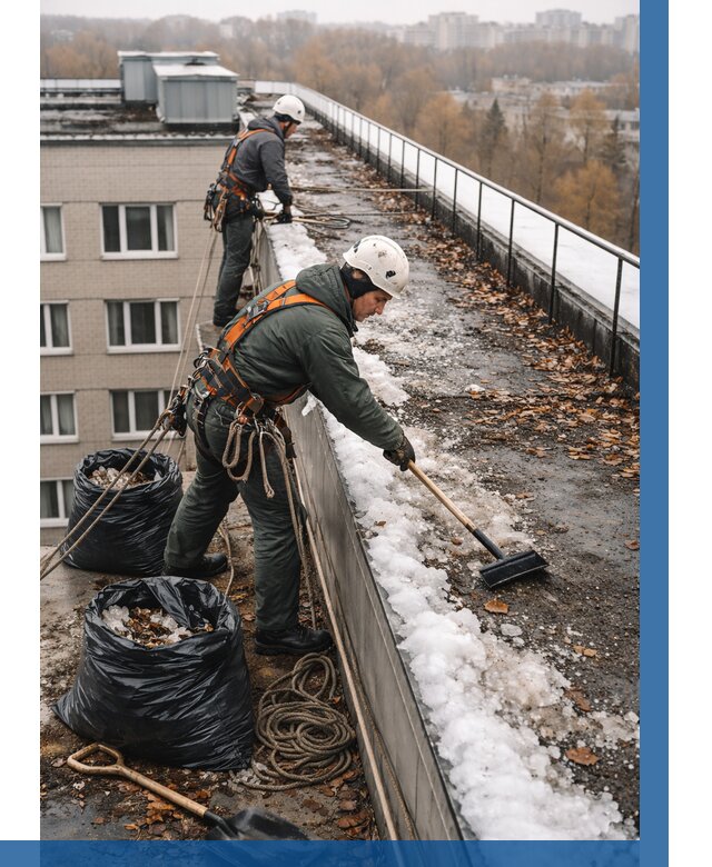 Очистка кровли по периметру в Стрежевом от 561 р. | ВЫСОТНИК-Стж