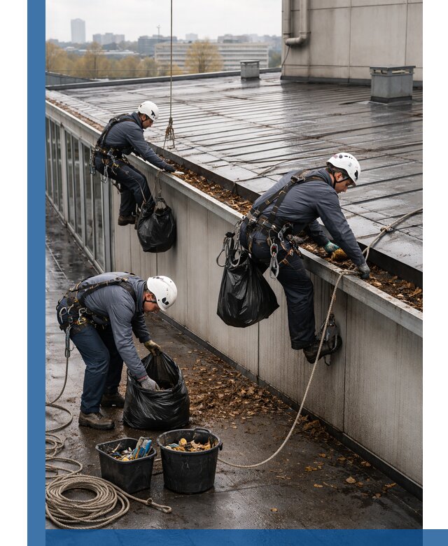 Очистка кровли по периметру в Стрежевом силами промышленных альпинистов