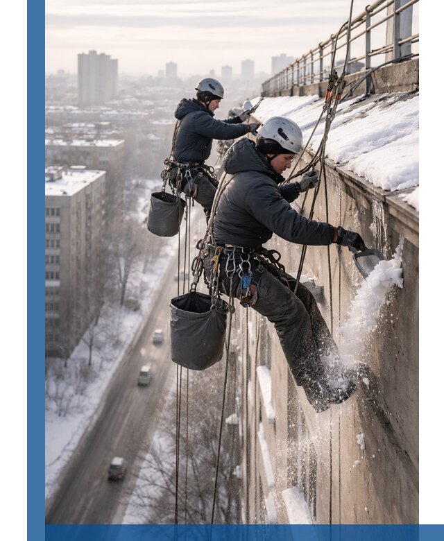 Очистка карнизов от снега в Стрежевом профессионально и безопасно
