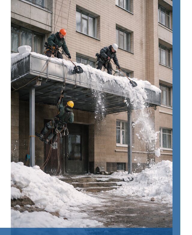 Очистка козырьков от снега в Стрежевом от 3568 р. | ВЫСОТНИК-Стж