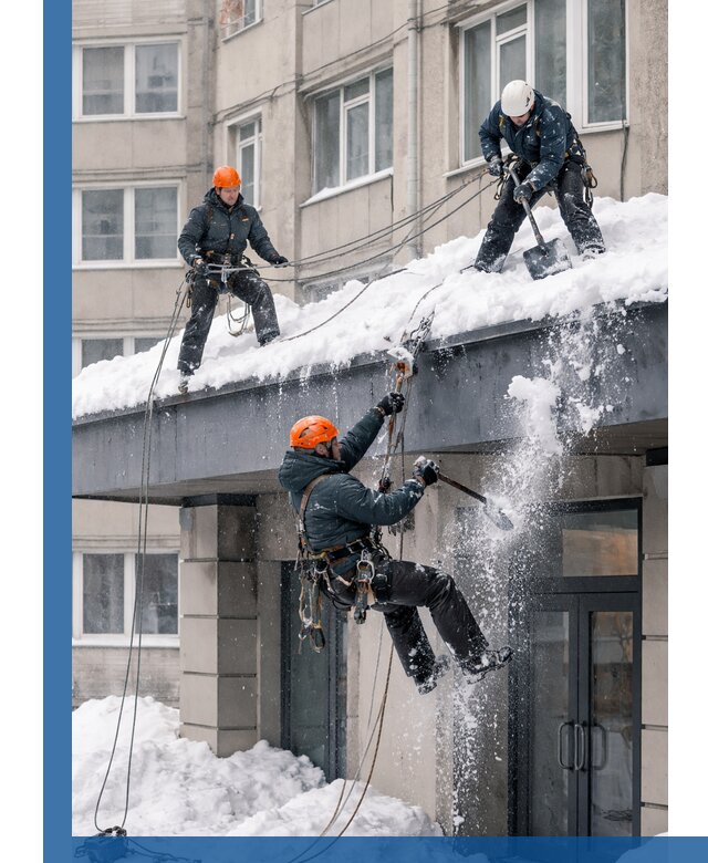 Безопасная очистка навесов от снега в Стрежевом круглогодично