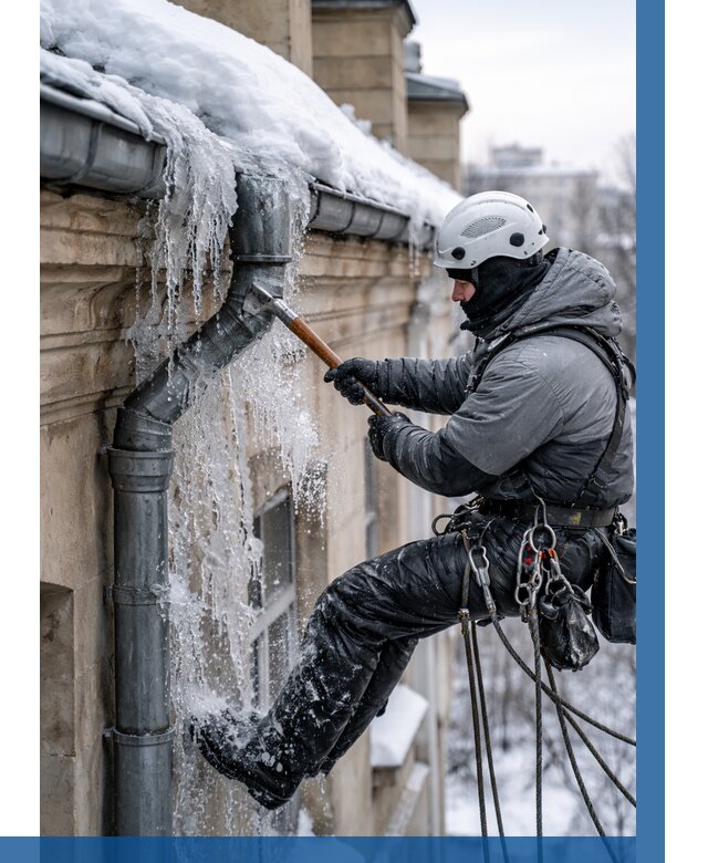 Очистка водостоков от льда в Стрежевом от 3568 р. | ВЫСОТНИК-Стж