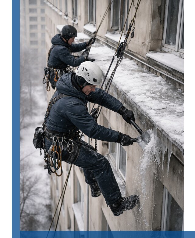 Удаление наледи и сосулек с карнизов в Стрежевом профессионально
