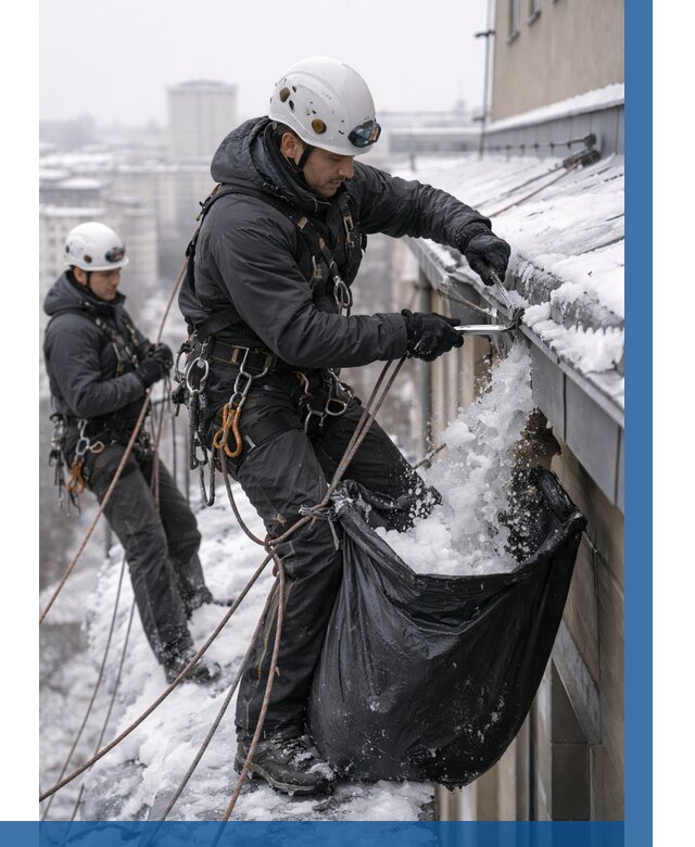 Аварийная очистка крыши в Стрежевом под ключ от 306 р. | ВЫСОТНИК-Стж