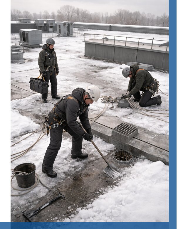 Абонентское обслуживание кровли зимой в Стрежевом от 8156 р. | ВЫСОТНИК-Стж