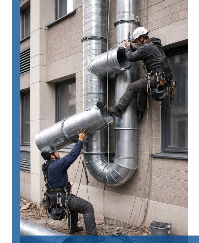 Монтаж фасадных воздуховодов в Стрежевом с герметизацией и крепежом