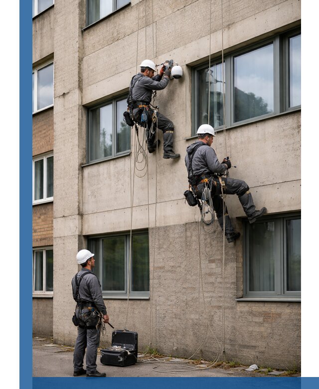 Монтаж фасадных камер видеонаблюдения в Стрежевом под ключ
