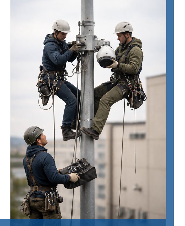 Установка видеокамер на мачте в Стрежевом от 8666 р. | ВЫСОТНИК-Стж