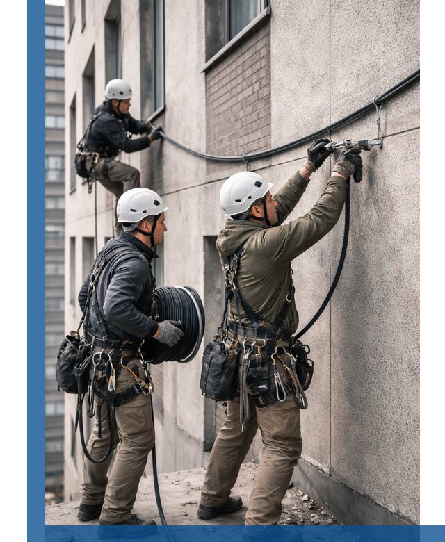 Прокладка кабеля по фасаду в Стрежевом, профессиональный монтаж