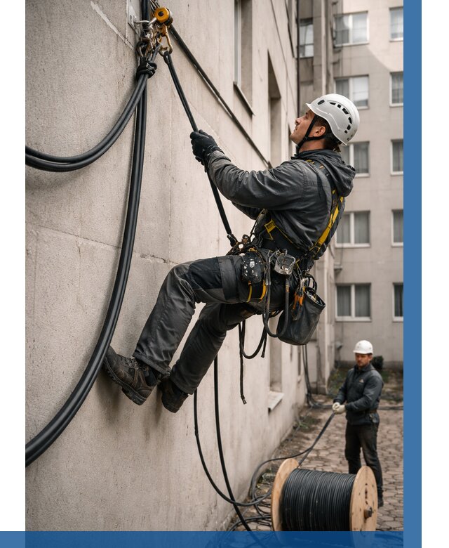 Протяжка кабеля питания на высоте в Стрежевом от 459 р. | ВЫСОТНИК-Стж