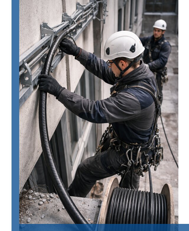 Протяжка кабеля питания на высоте в Стрежевом с гарантией безопасности и качества