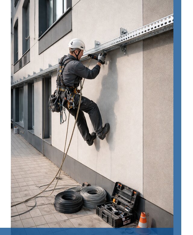 Монтаж кабельных лотков на фасаде в Стрежевом от 1223 р. | ВЫСОТНИК-Стж