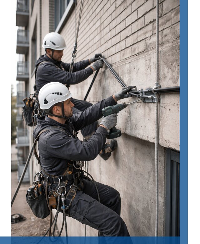 Крепление кабеля на фасаде в Стрежевом от 357 р. | ВЫСОТНИК-Стж