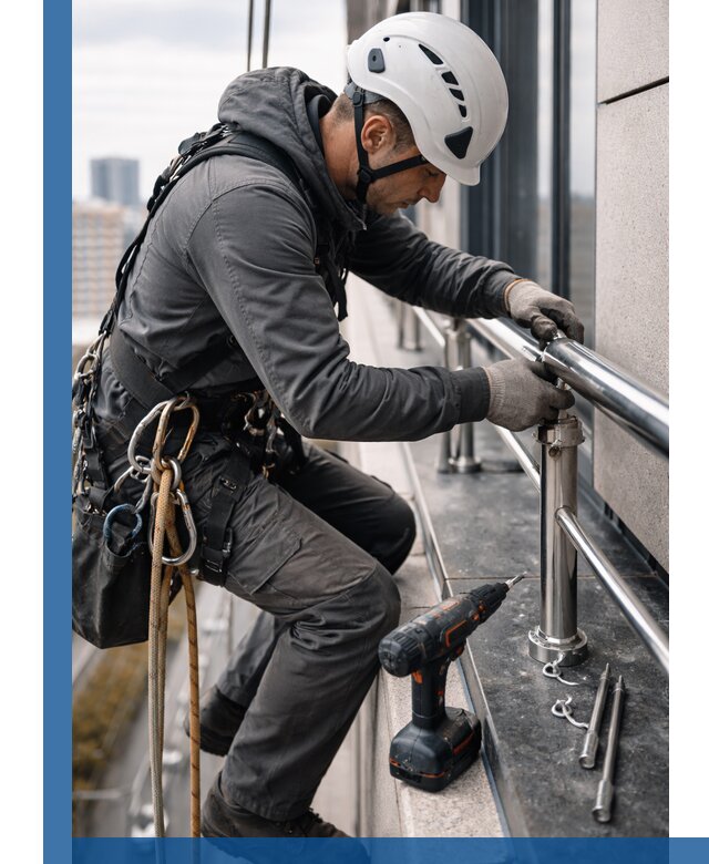 Монтаж ограждений на высоте в Стрежевом для зданий и конструкций