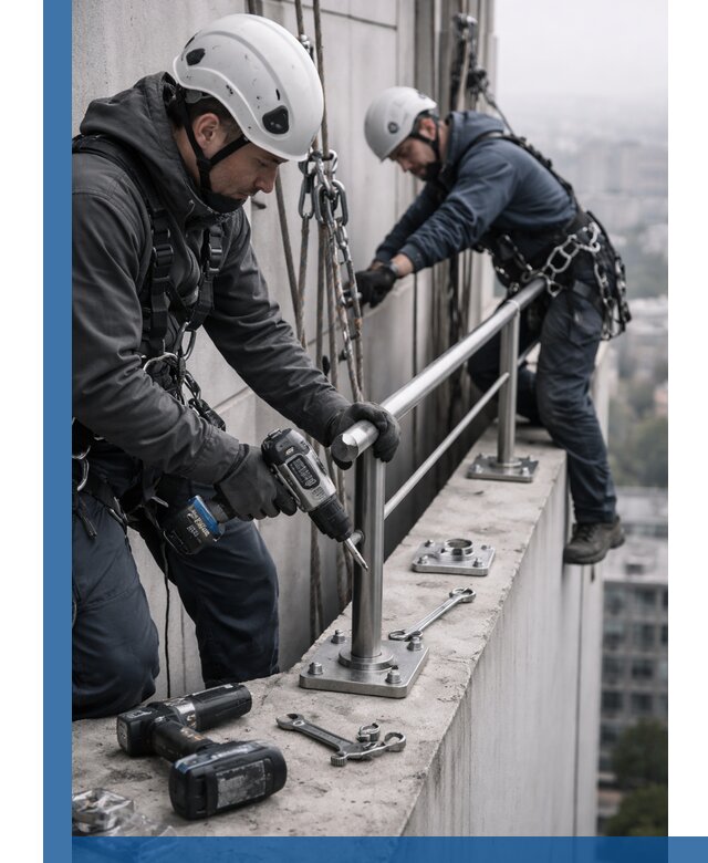 Монтаж перил на высоте в Стрежевом для жилых и промобъектов