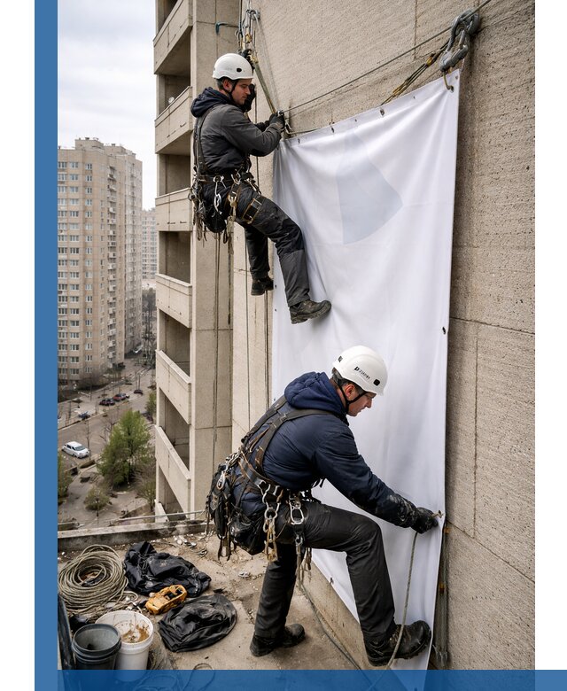 Профессиональный монтаж баннеров на фасаде в Стрежевом
