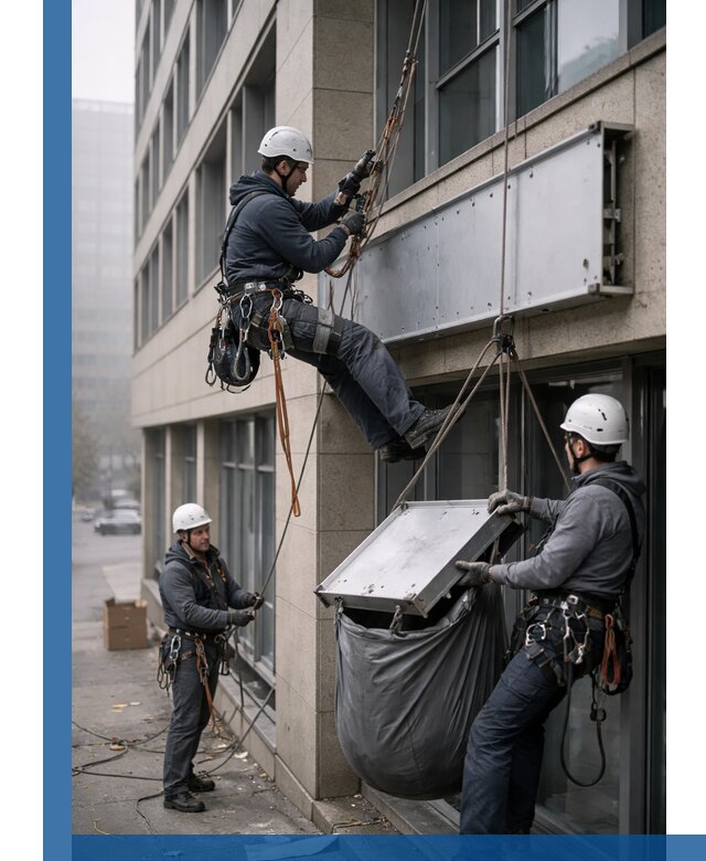 Демонтаж рекламной вывески с высотными работами в Стрежевом