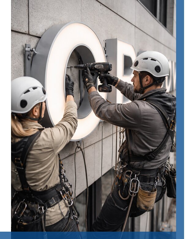 Монтаж световых букв в Стрежевом от 3059 р. под ключ ВЫСОТНИК-Стж