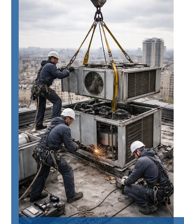 Демонтаж крышной установки в Стрежевом любой сложности